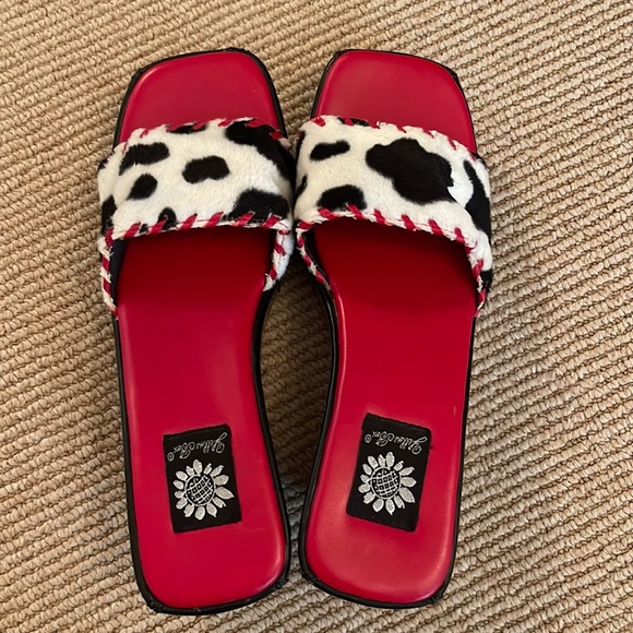 Yellow Box Shoes Vintage Cow Print Platform Sandals Poshmark